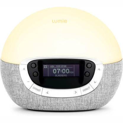250025 - LUMIE Bodyclock Shine 300, Orë alarmi me dritë, simulim gradual të lindjes dhe perëndimit të diellit, 14 tinguj, dritë e rregullueshme, radio FM