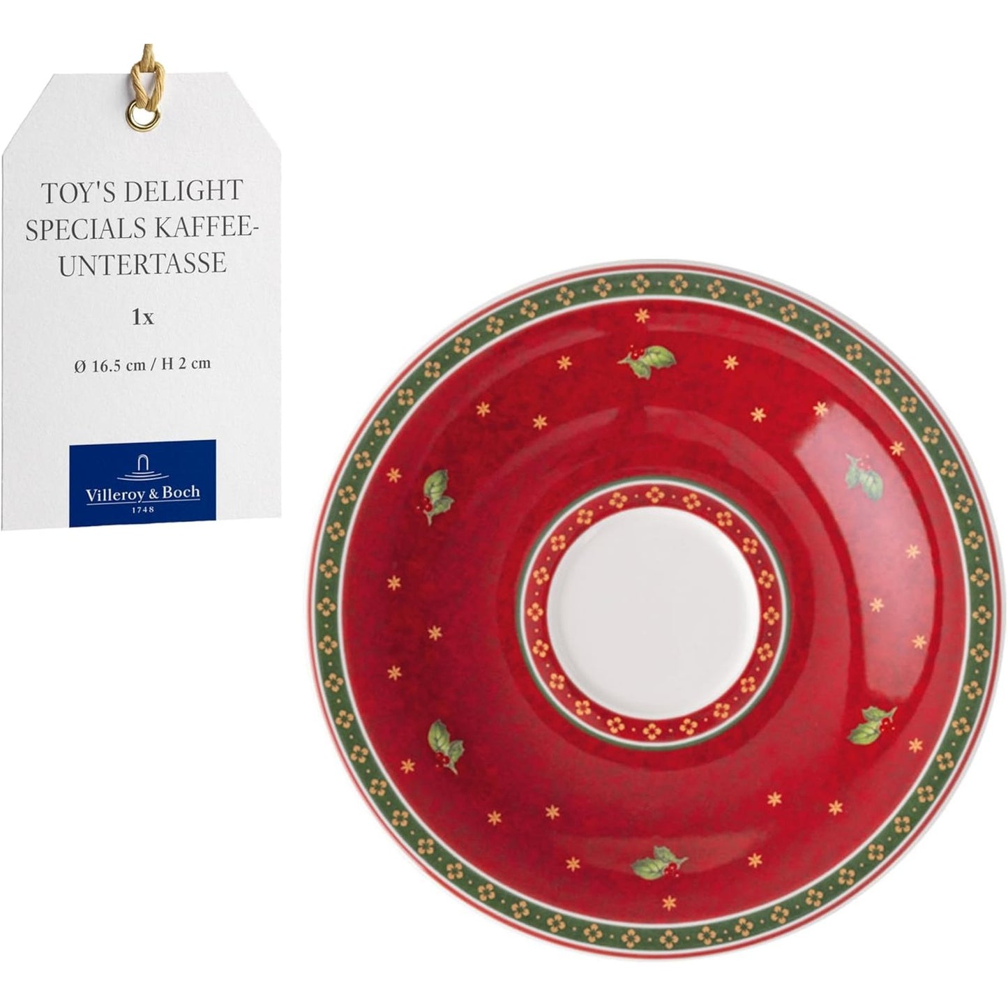205799 - VILLEROY & BOCH - Pjatë Kafeje e Kuqe për Krishtlindje, Porcelan Premium, e Mundshme për Lavatriçe dhe Mikrovalë