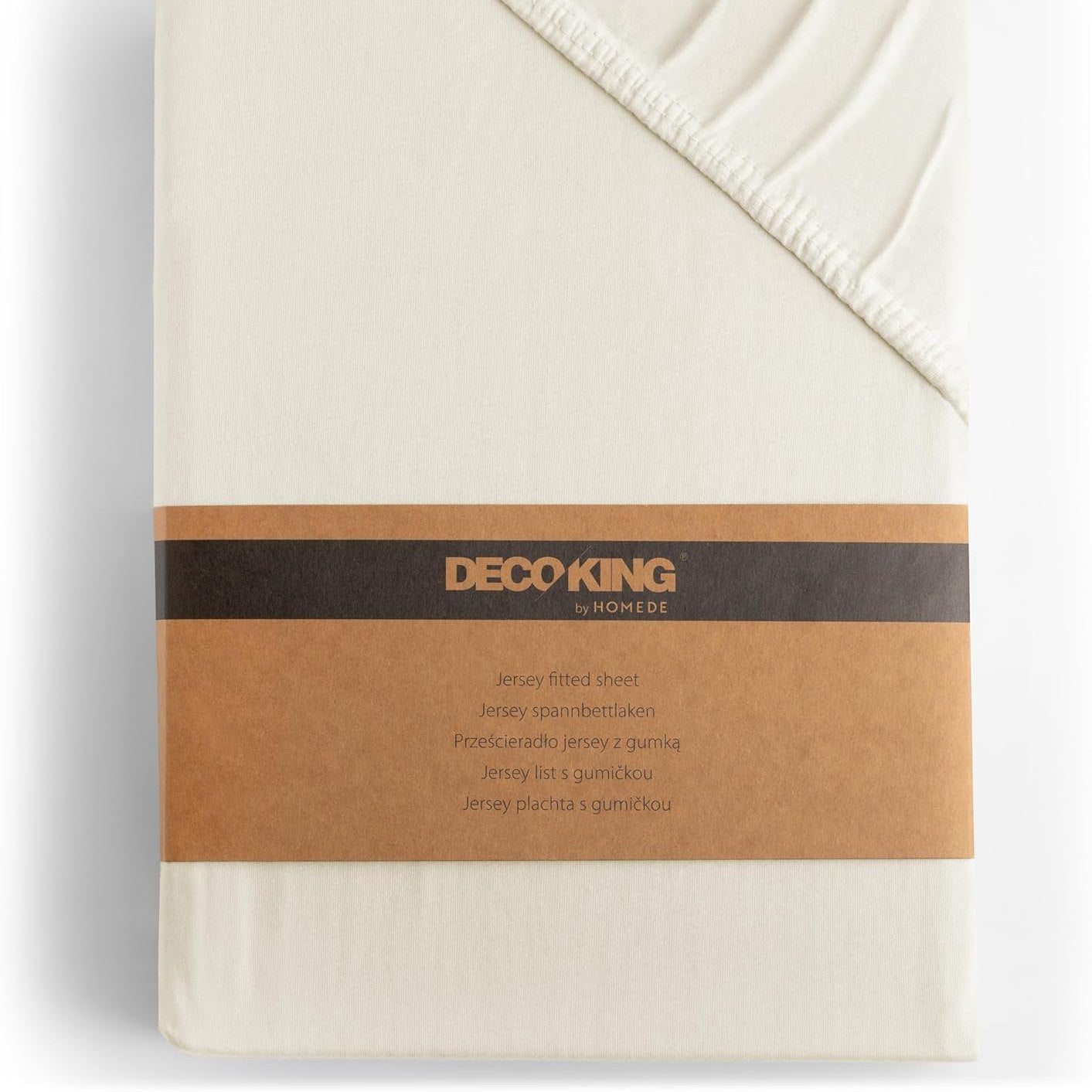 98605 - DECO KING - Çarçaf me Dy Shtresë, 100% Pambuk Xhersi, i Butë i Krehur, 200x220cm - 220x240cm, Ngjyrë Ekru Amber