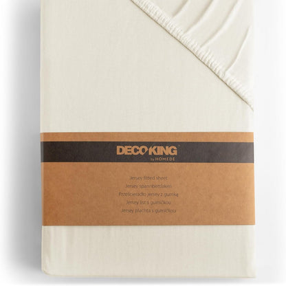 196142 - DECO KING Çarçaf me Rrota, 100% Pambuk i Krehur, Xhersi i Butë, Madhësi 200x220-220x240cm, Ngjyrë Amber Ekru