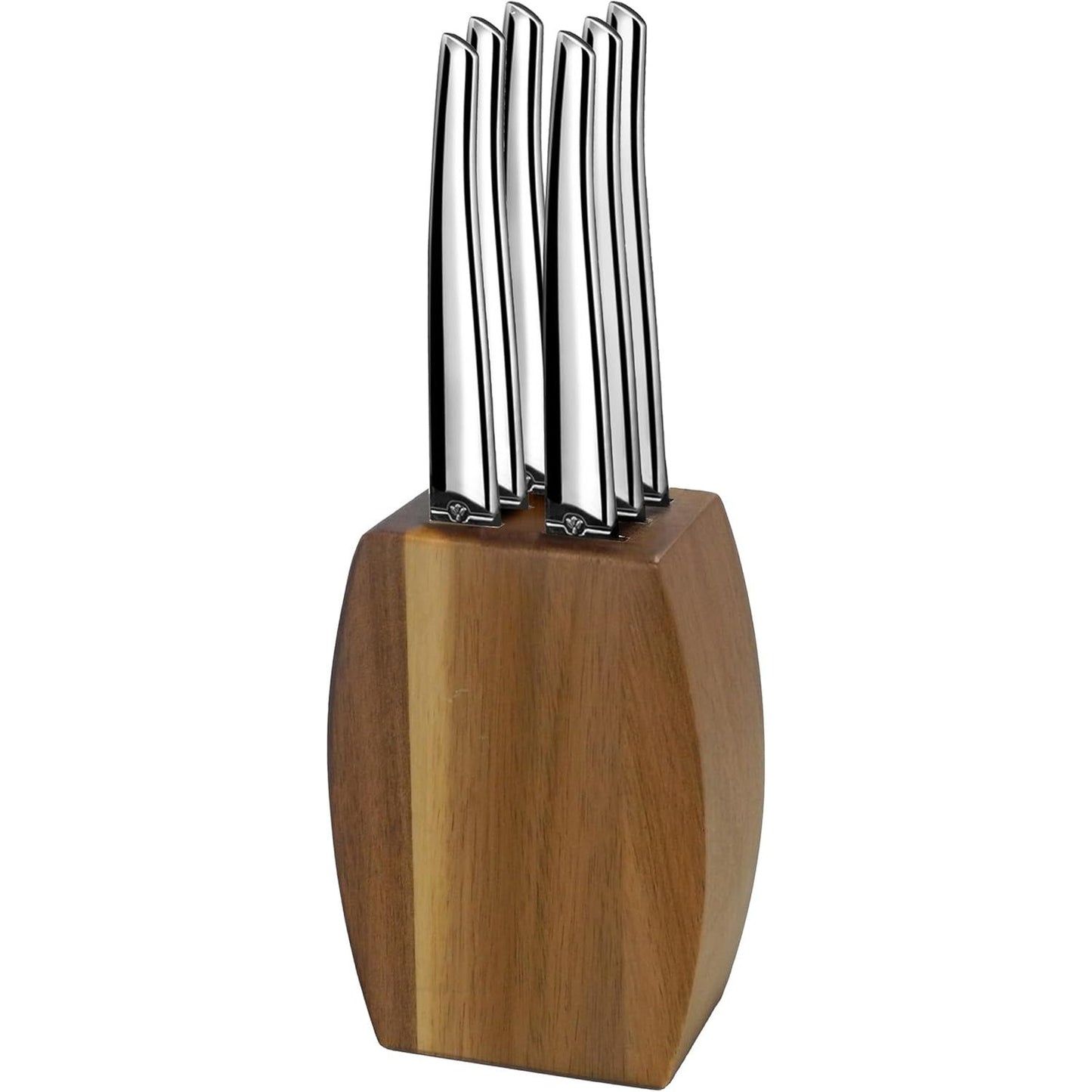 213618 - LOU LAGUIOLE Bllok druri akacie me 6 thika për biftek - çelik inox 13C - 9 x 5 x 12 cm