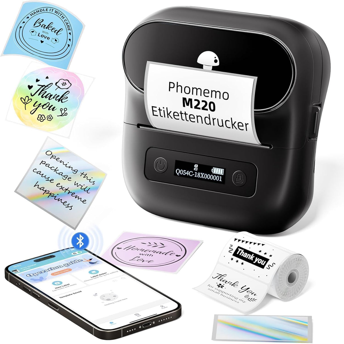 305211 - Phomemo Printer Etiketash M220, Bluetooth Termik, Gjerësi 80 mm