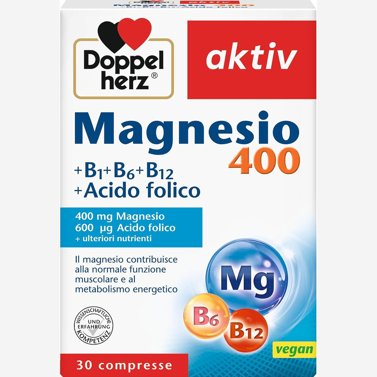 337099 - DOPPELHERZ Shtesë magnezi 400 mg, 19 tableta, Vegane