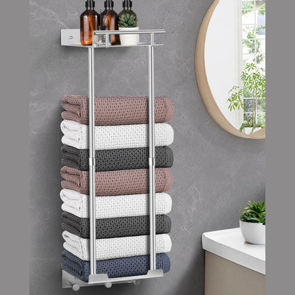 256496 - LIVEHITOP Raft Peshqirësh, Mbajtëse Peshqirësh Muri 81CM, Ngjyrë Argjendi