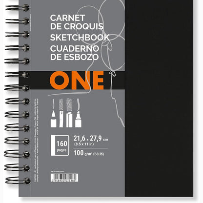 320473 - CANSON Libri i Artit Një, bllok skicash, 100 g/m², i lidhur spiralisht, kapak i fortë, 21.6 x 27.9 cm, i bardhë, 80 fletë