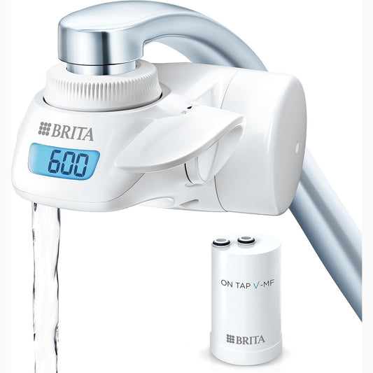 245199 - BRITA ON TAP Pro V-MF, Sistemi i Filtrimit të Ujit, 1 fishek filtri (600L), 99.99% pa baktere, zvogëlon PFAS, numërim mbrapsht dixhital LCD