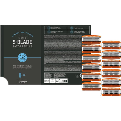 290132 - AMAZON Brisqe rroje për meshkuj, përshtatet me Gillette Fusion5, pako me 12 copë