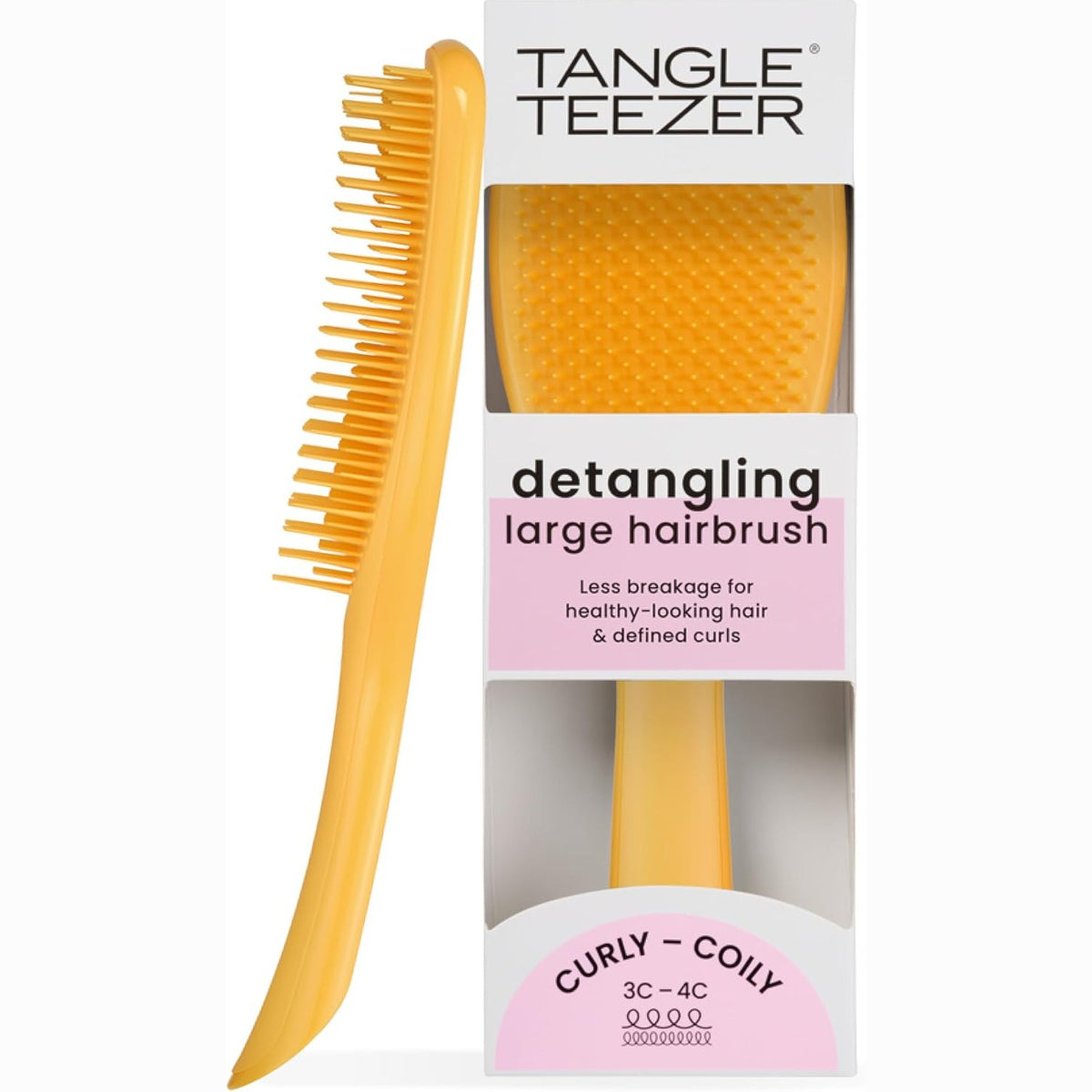 300900 - TANGLE TEEZER Furçë Ultimate Detangler për kaçurrela natyrale, Përshtatshme për kaçurrela 3C-4C, Furçë Detangling me dy qime, Ngjyrë e verdhë narcisi