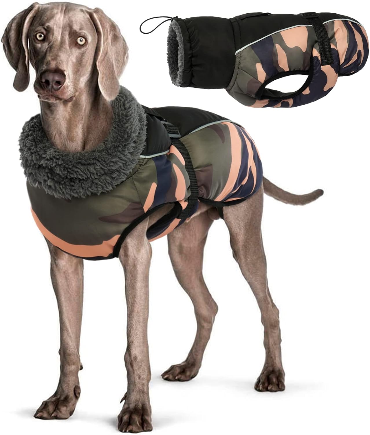 217820 - XHAKETË E PAPËRSHKUESHME NGA UJI PËR QEN, DIMËRORE, PËR QEN TË VEGJËL, TË MESËM DHE TË MËDHEJ, PULOVËR ME VIJA REFLEKTUESE, PËR LABRADOR, CHIHUAHUA DHE BULLDOG FRANCEZ