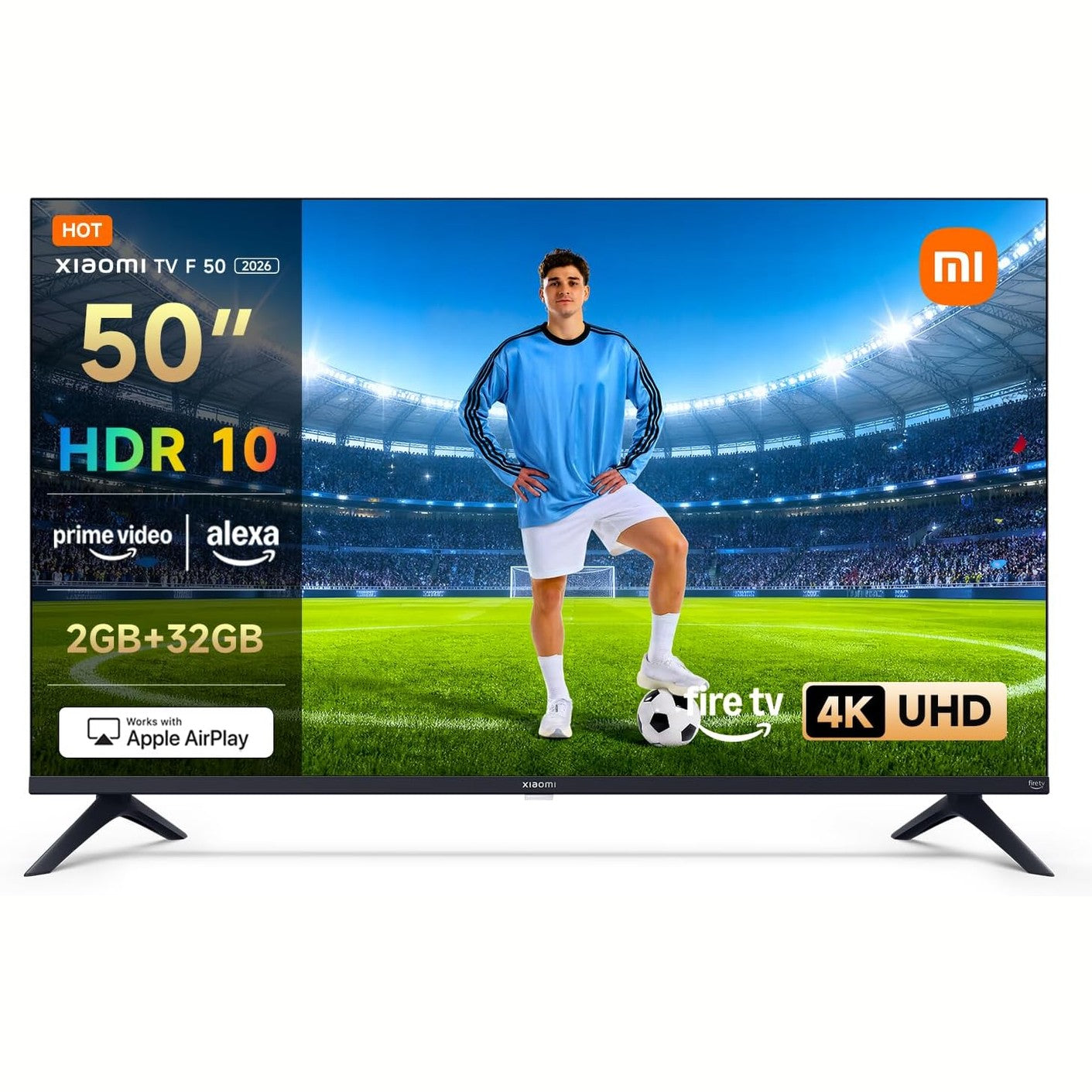 272599 - XIAOMI TV F 50, 127 cm (50 inç), 4K UHD, Smart TV, Fire TV, Kontroll Zëri Alexa, HDR10, MEMC, Modaliteti i Përmirësimit të Lojës 60Hz me 120Hz, 2GB+32GB, i pajtueshëm me AirPlay