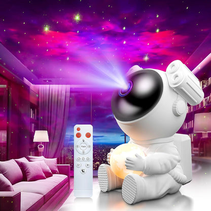 223941 - MYSTILUKK Projektor qielli me yje për astronautët, llambë hëne, dritë nate LED, me kohëmatës dhe telekomandë, ideal për fëmijë dhe të rritur