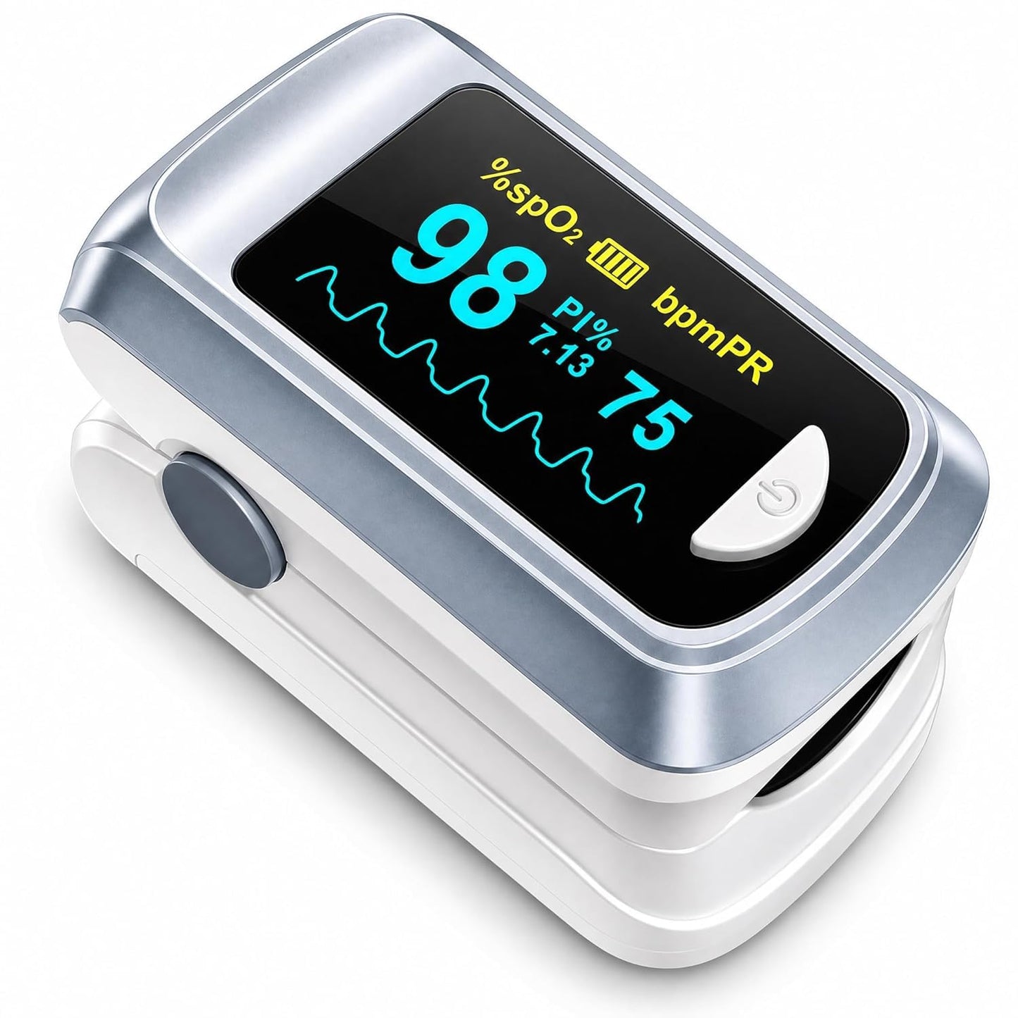 318966 - HEALTHTREE JKS50B OKSIMETËR PULSI ME GISHT, MONITOR I NGOPJES SË OKSIGJENIT (SPO2) DHE I RRAHJES SË ZEMRËS ME PI, LEXIM I SHPEJT 5-8 SEKONDA, EKRAN OLED, PËR NË SHTËPI, SPORTE DHE UDHËTIME, PËRFSHIN BATERI DHE LITAR
