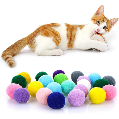 242007 - VEBETTER Topa lodër për mace, 20 copë, 5 CM, pom-pom të butë për kotele, lodër interaktive
