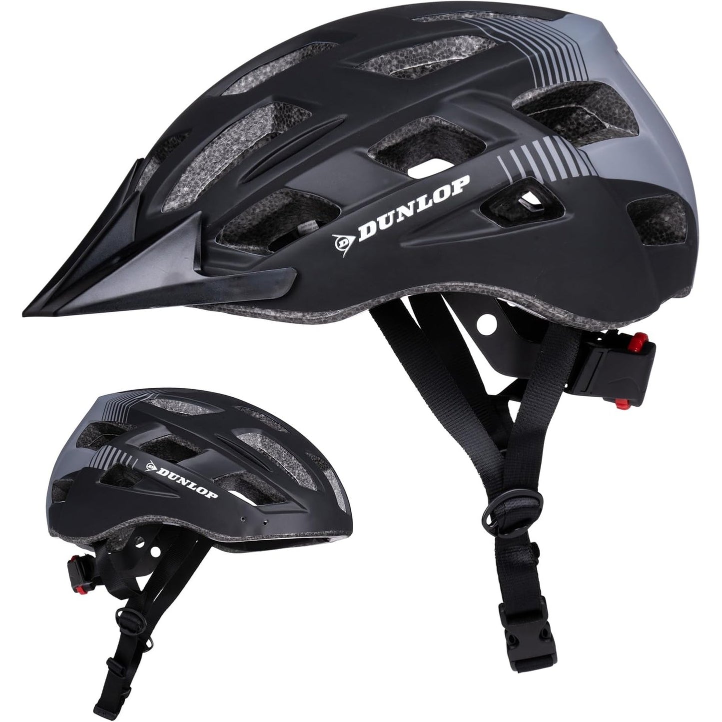 293693 - DUNLOP Helmetë Biciklete me dritë M, Ngjyrë e zezë, Casco da Bicicletta Unisex