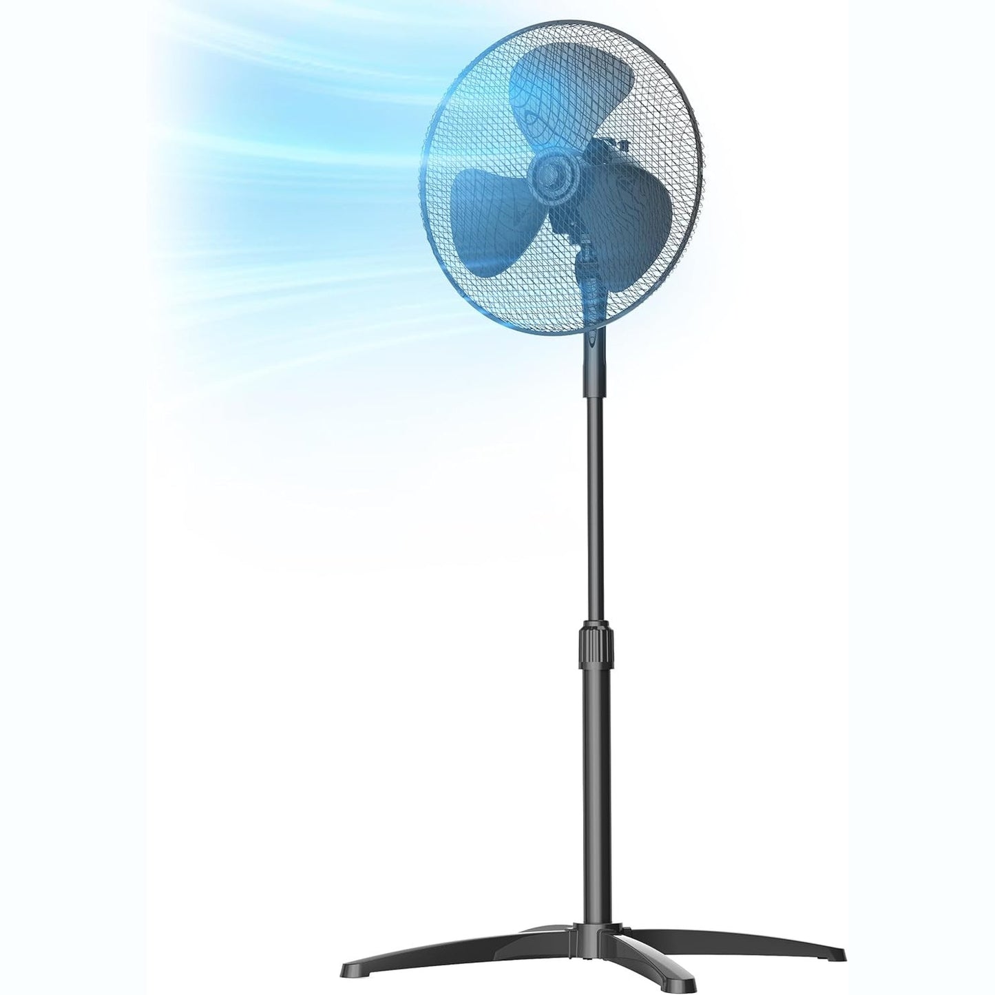 322424 - MIDEA FS40-25MSE (BL) Ventilator në këmbë, 40 cm, motor bakri, 3 shpejtësi, lëkundje 90°, lartësi e rregullueshme 96-125 cm, rrjedhje ajri 40 m³/min