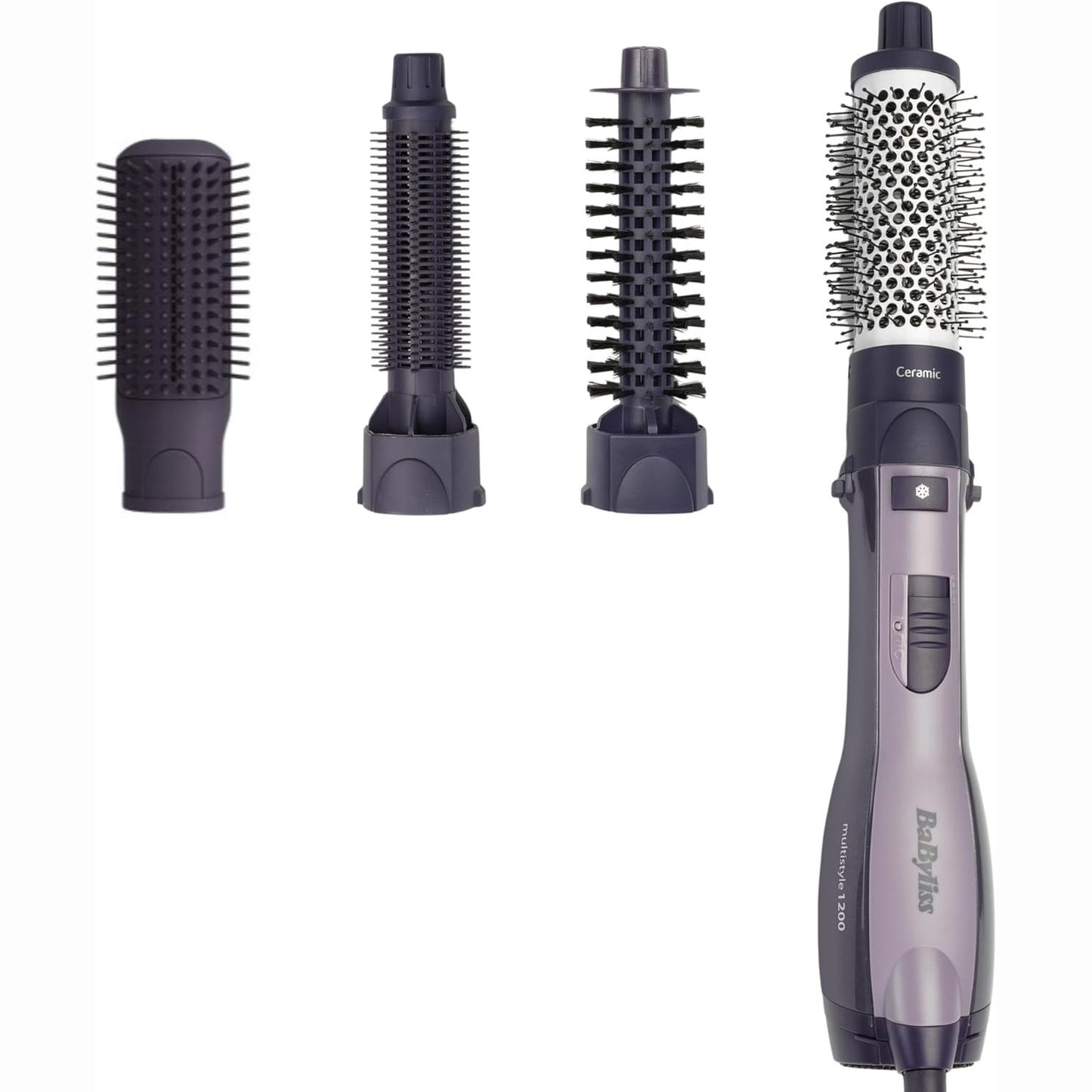 293191 - BaByliss - Furçë për tharëse flokësh Multistyler me teknologji jonike kundër fërkimit, teknologji qeramike, 4 aksesorë, e zezë, AS121E