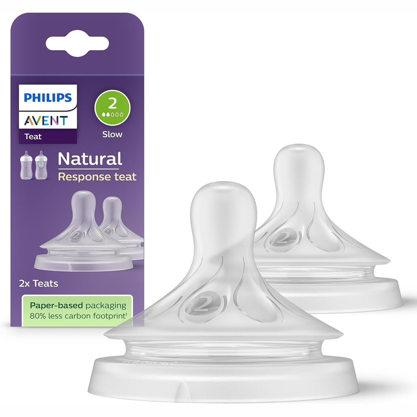 321937 - PHILIPS AVENT - Thithë Natural Response me Valvul Anti-Kolikë, Rrjedhje e Ngadaltë (Rrjedhje 2), Pako me 2, SCY962/02