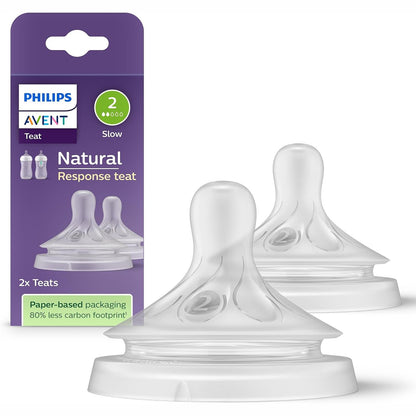 321937 - PHILIPS AVENT - Thithë Natural Response me Valvul Anti-Kolikë, Rrjedhje e Ngadaltë (Rrjedhje 2), Pako me 2, SCY962/02