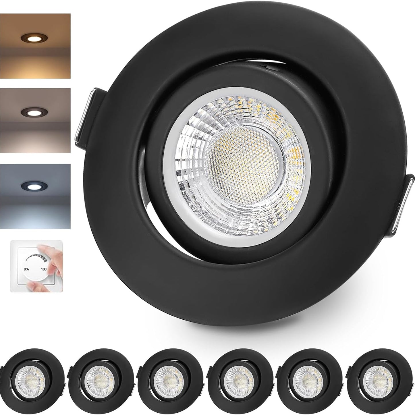 217631 - Drita LED të Inkasuara 230V, 6W, IP44, Drita të Zeza, të Bardha të Ngrohta, të Bardha Neutrale, të Bardha të Ftohta, Set me 5 copë