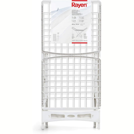 175302 - RAYEN Raft Tharëse Rrobash XXL me Sistem Anti-Rrëshqitje dhe Bllokim Këmbësh, Sipërfaqe Tharjeje 20 m², Materiali Rrëshire, i Bardhë, për Brendë dhe Jashtë