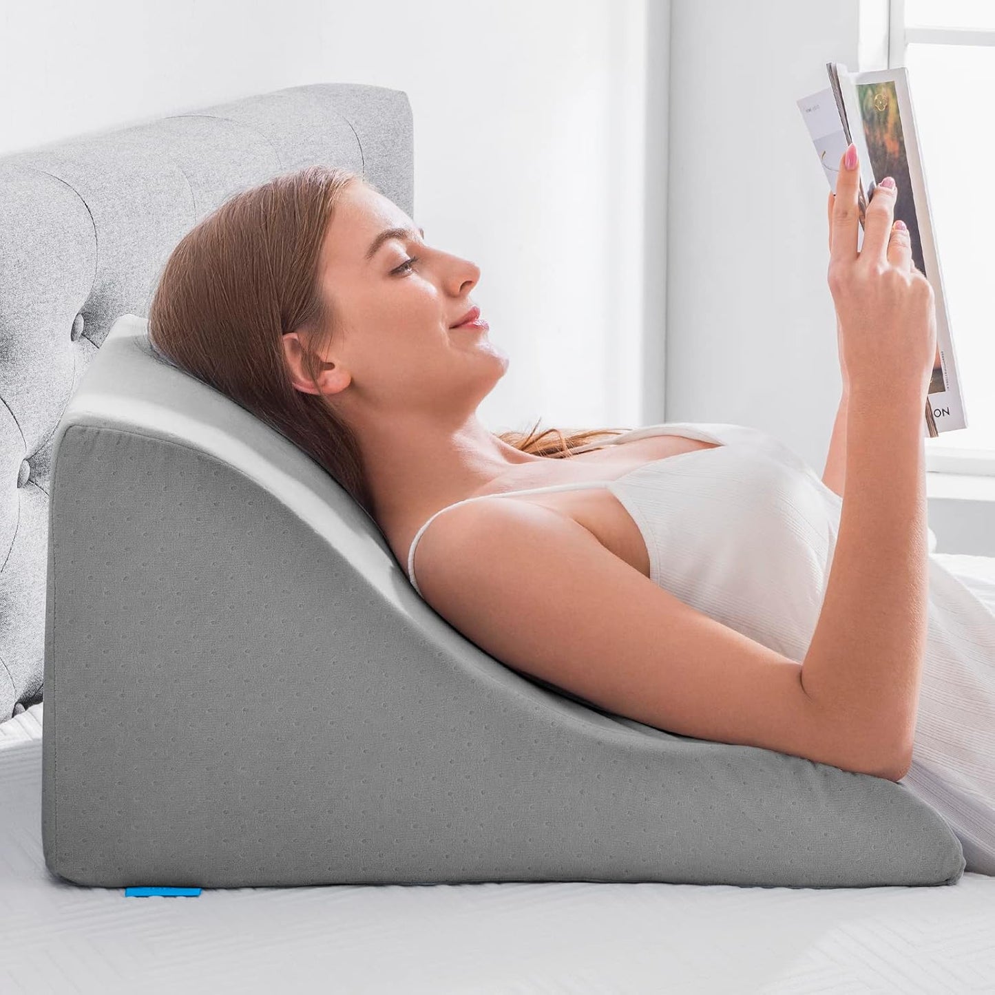 255075 - NOFFA Jastëk Leximi për Shtrat dhe Divan, jastëk me formë memory foam, ergonomik me mbështetje shpine, i gjerë