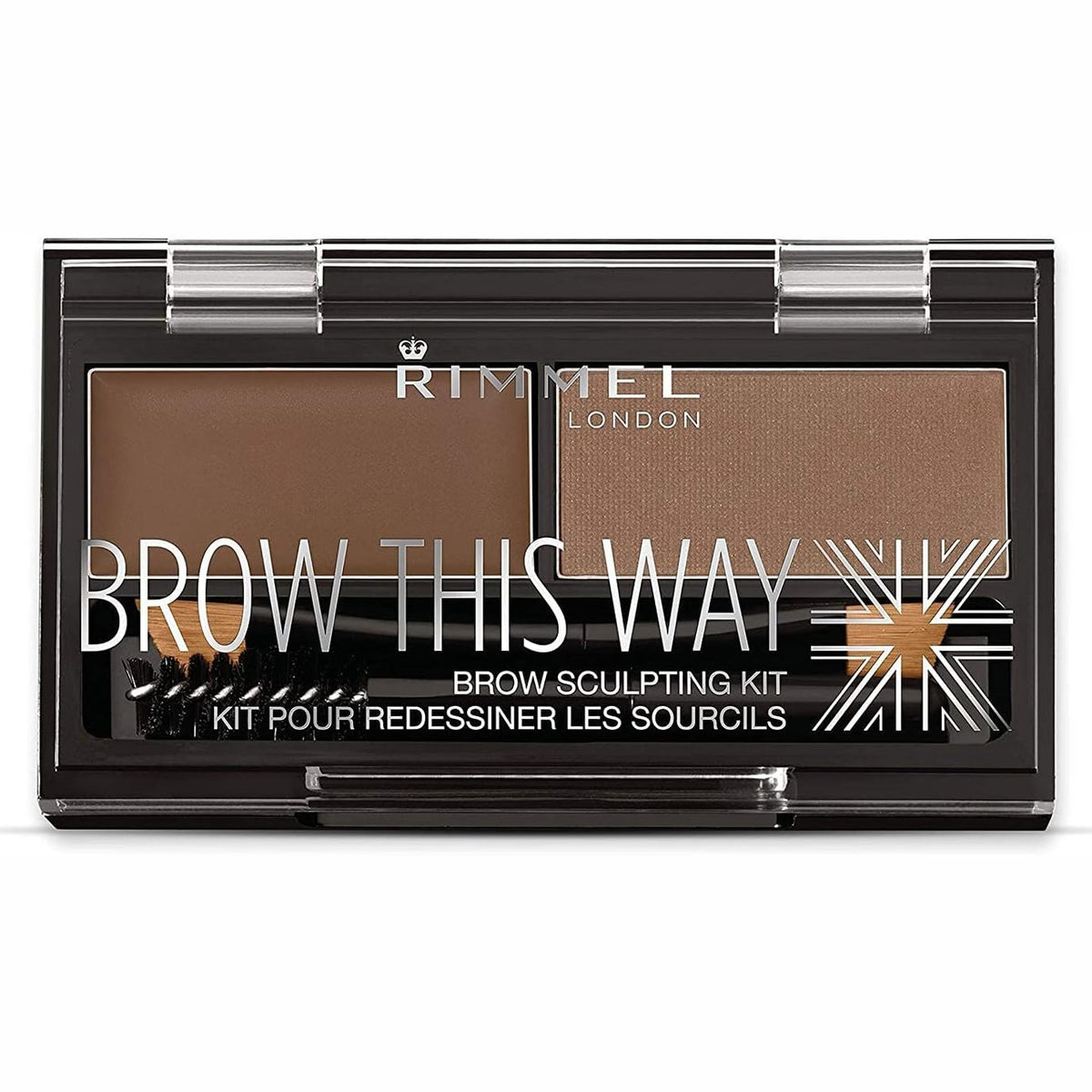 301344 - RIMMEL LONDON - SET FORMËSIMI PUDRE VETULLASH BROW THIS WAY, NGJYRË KAFE MESATARE, PUDËR 0.04 OZ, DYLLË 0.03 OZ