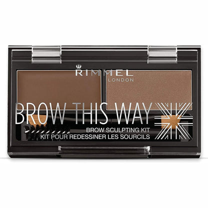 301344 - RIMMEL LONDON - SET FORMËSIMI PUDRE VETULLASH BROW THIS WAY, NGJYRË KAFE MESATARE, PUDËR 0.04 OZ, DYLLË 0.03 OZ