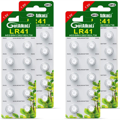 269626 - GUTALKALI 40 copë Bateri Alkaline AG3 LR41 1.5V për Qeliza Butoni, Qeliza Butoni pa Merkur