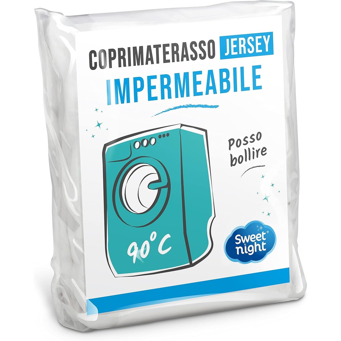 200728 - SWEET NIGHT Mbrojtës Dysheku i Artikuluar, Çarçaf i Papërshkueshëm nga Uji dhe Mikro-Ajromëmarrësi, Butë dhe i Heshtur, Mund të Luhet në 90°C, Madhësia 200 x 80 x 2 cm, 1 Copë