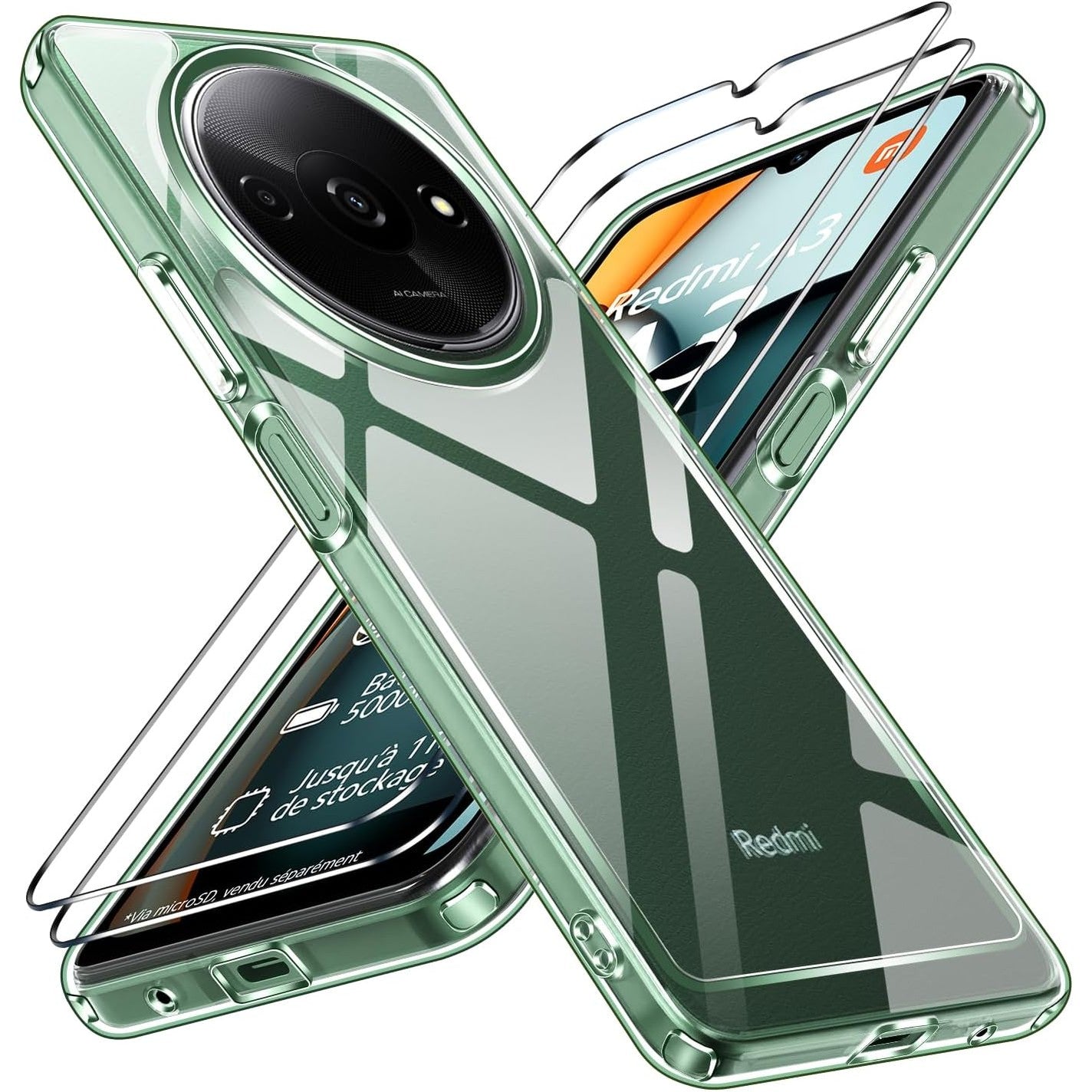 274743 - IVOLER Mbrojtëse transparente për Xiaomi Redmi Note 13 4G, me 2 mbrojtëse ekrani prej qelqi të temperuar