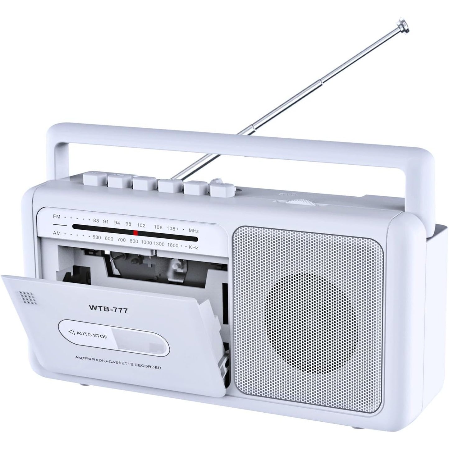 268211 - Kasetofon portativ, radio stereo AM/FM klasike me Bluetooth, USB, prizë kufjesh, për përdorim në shtëpi ose jashtë.