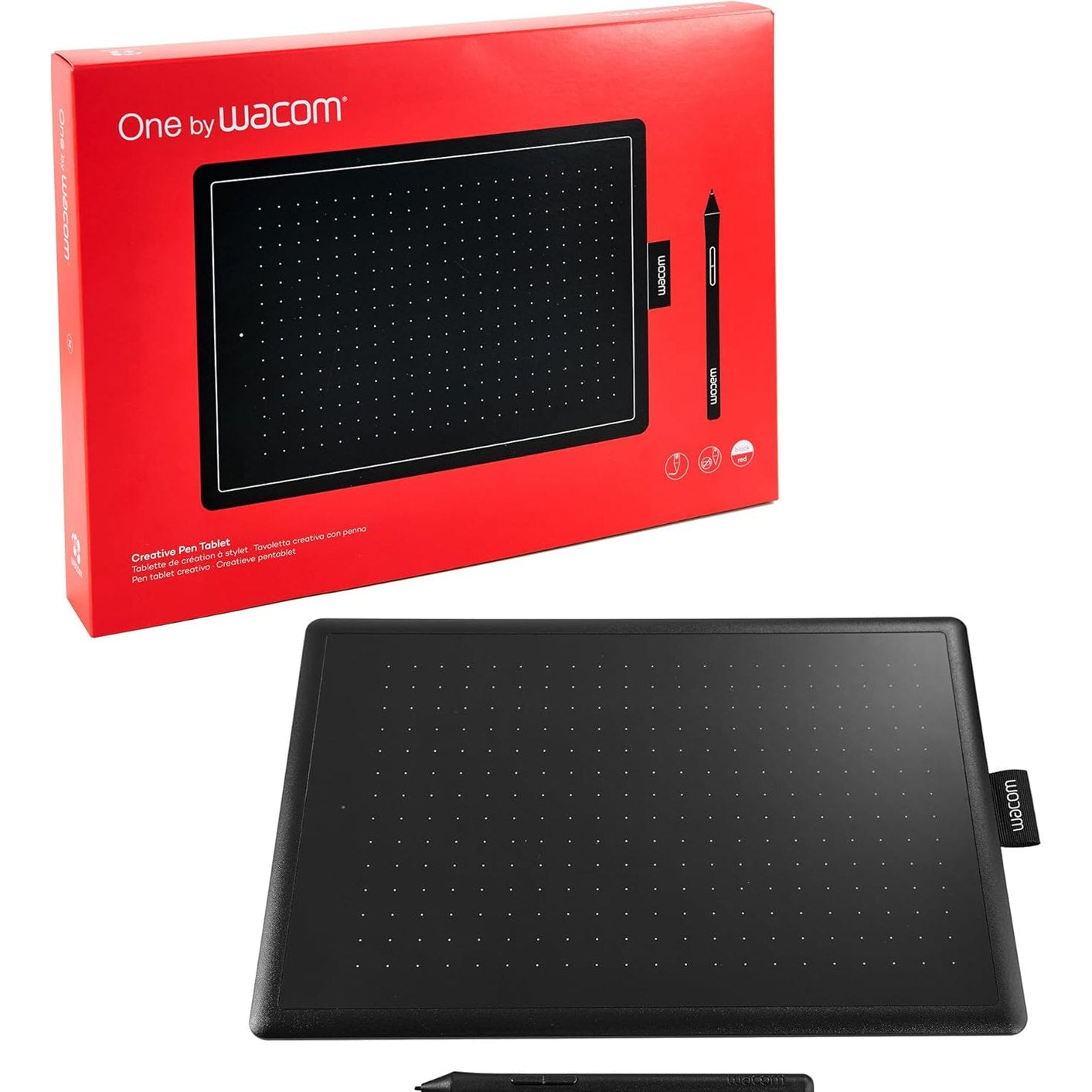 266194 - WACOM Tabletë grafike One Medium me stilolaps dixhital, i pajtueshëm me Windows, Mac, Chromebook, i zi dhe i kuq