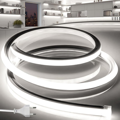 217248 - BRIMETI Shirit LED 230V Neon LED 15M, IP65, Tub Silikoni i Bardhë, 120LED/M