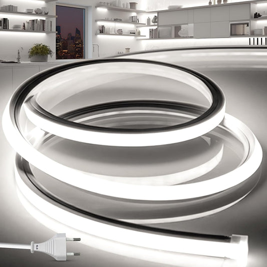 217248 - BRIMETI Shirit LED 230V Neon LED 15M, IP65, Tub Silikoni i Bardhë, 120LED/M