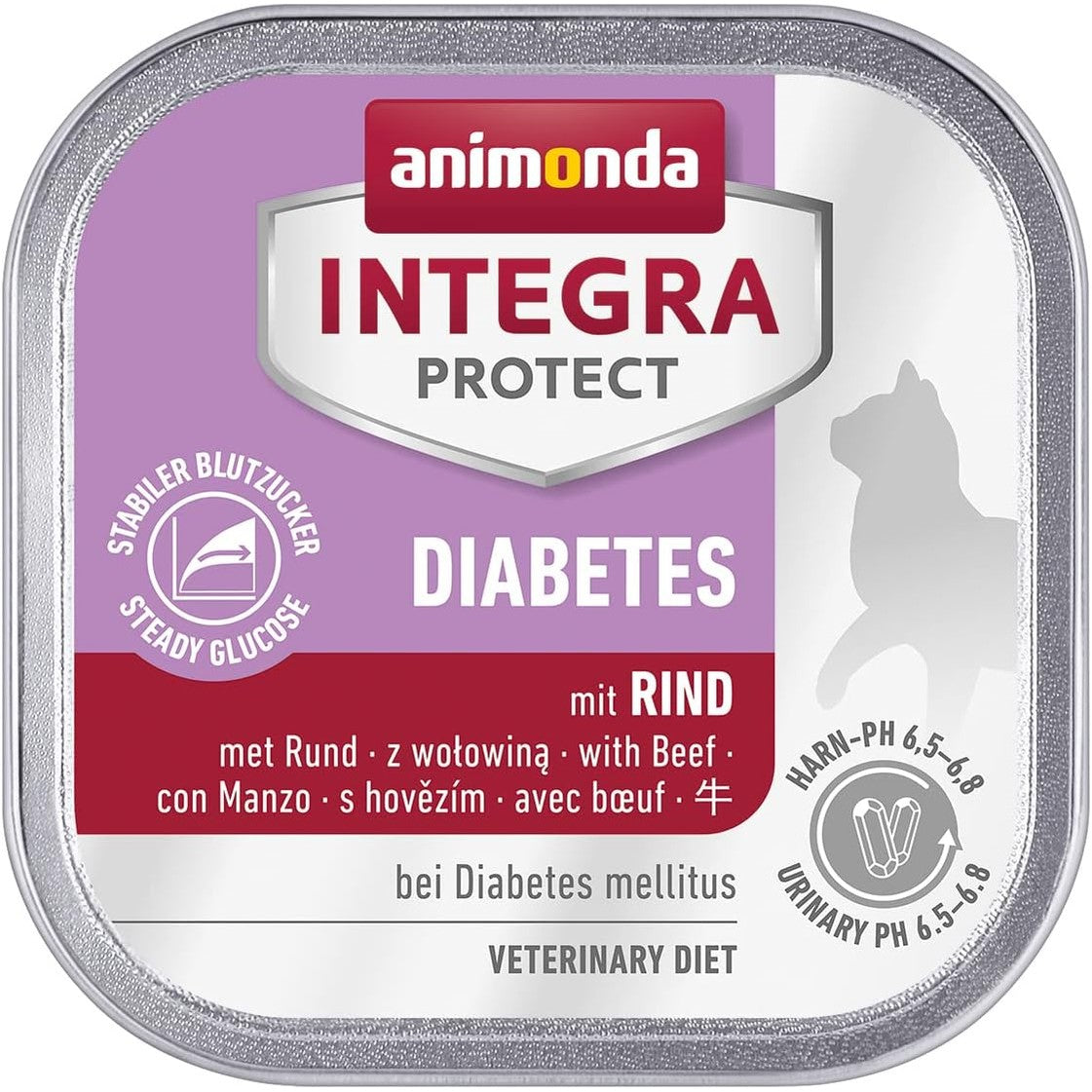 210182 - ANIMONDA INTEGRA PROTECT Diabetes, Ushqim Dietik për Macet, i Lagësht, me Mish Viçi, Peshë 16 x 100g
