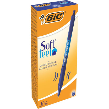 310376 - BIC Stilolaps Soft FeelClic, Dorezë e Tërheqshme, Majë 1.0 mm, Pako me 12 copë, Blu
