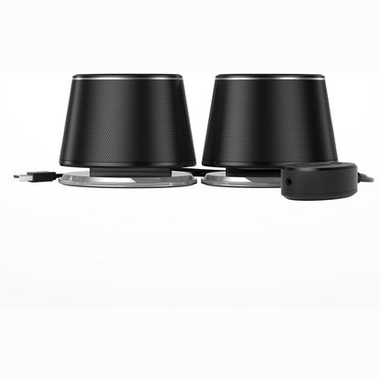 266538 - AMAZON BASICS Altoparlant Bluetooth dhe USB me ndriçim blu për PC, i madh, i zi