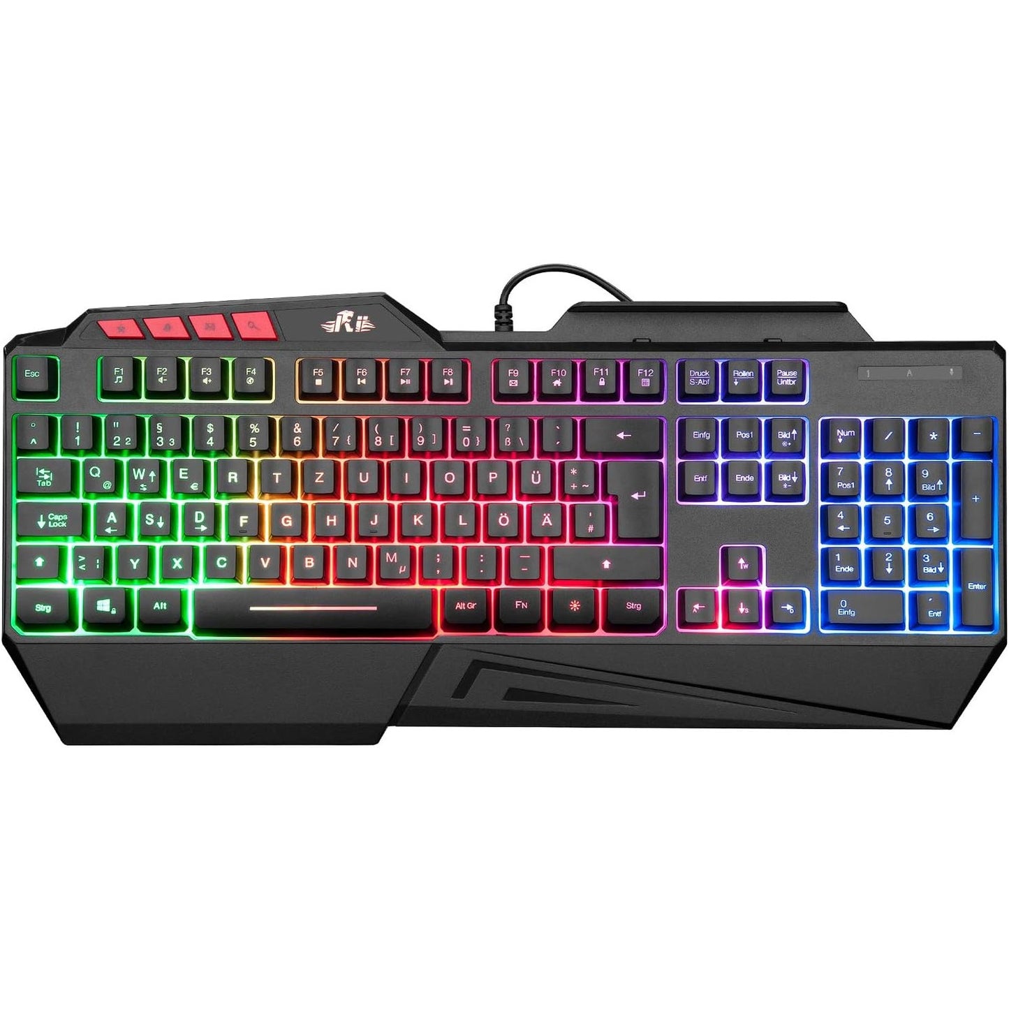 320444 - RII - Tastiera për Lojëra Rii, Ndriçim nga Prapa, USB, 19 Taste, Anti-Ghosting, për PC/Laptop/PS4/Xbox One (Paraqitje Gjermane)