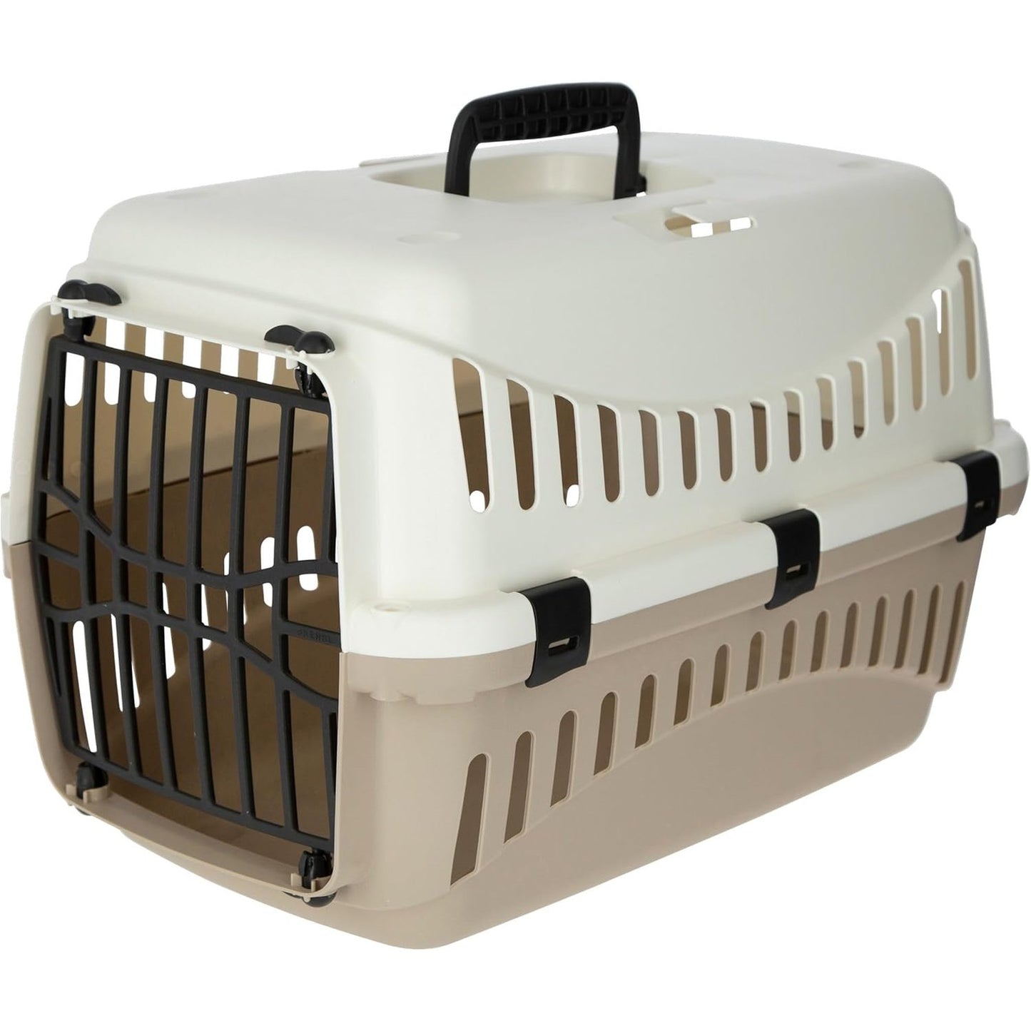 215729 - KERBL Kuti transporti Expedion (ngjyrë krem/e gri, 45 x 30 x 30 cm, pesha maksimale e kafshës 10 kg, e bërë prej plastike)