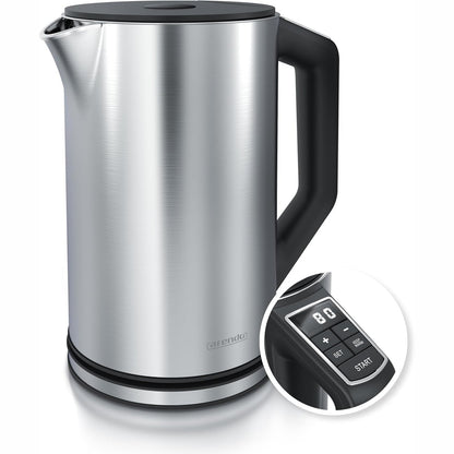 162238 - ARENDO - Çajnik Inox me Rregullim Temperature 40-100 Gradë, Dizajn me Mur të Dyfishtë, Modeli ELEGANT, Kapaciteti 1.5 Litra, Fuqia 2200W, me Tregues Temperature