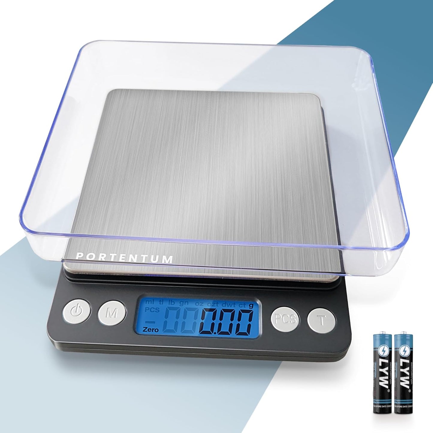 257805 - PORTENTUM Peshore Elektronike Kuzhine - Precizion të Lartë 500g/0.01g - Ekran LCD me Ndriçim - Çelik Inoks