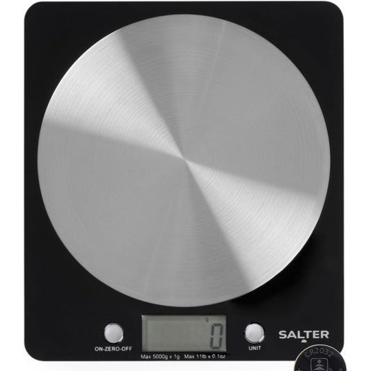 138251 - SALTER - Peshore Elektronike me Disk 1036 BKSSDR, Platformë Çeliku Inox, Kapacitet Maksimal 5kg, Ngjyra e Zezë/Krom