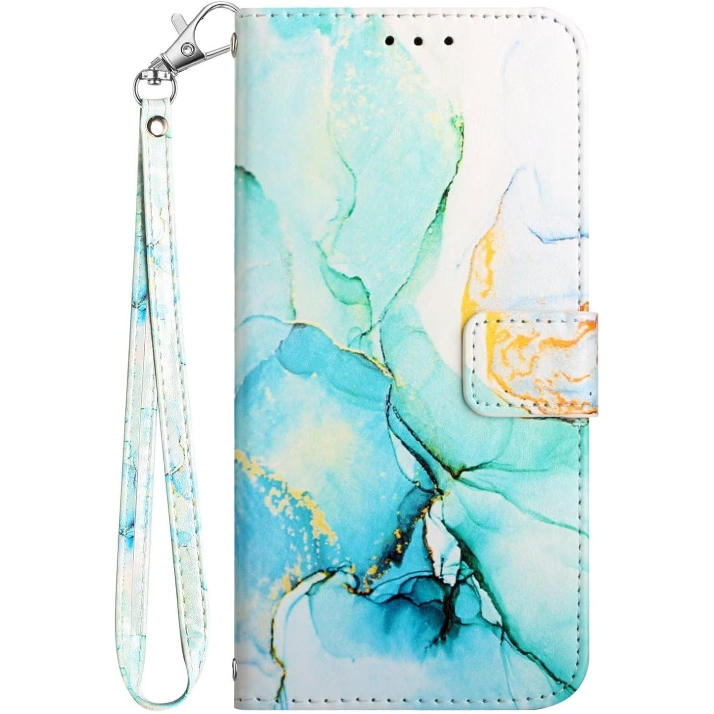 189953 - BNVDFRE Mbrojtëse për Telefonin Xiaomi Redmi Note 13 Pro 4G / Xiaomi Poco M6 Pro 4G, Material Lëkure Mermeri, Mbyllje Magnetike, Vend për Kartë, Funksion Mbështetëse, Mbulesë Mbrojtëse me Shkëlqim - Ngjyra Jeshile