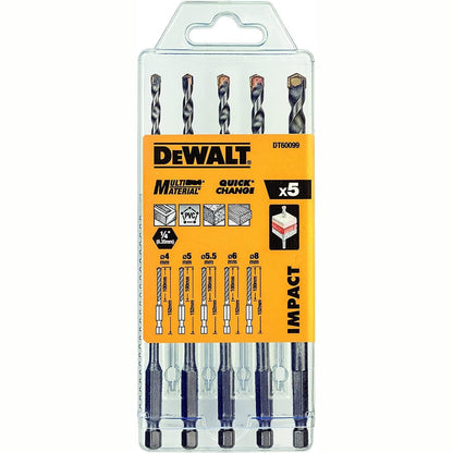 293730 - DEWALT Set me 5 maja shpimi shumëmaterialesh për mur, dru dhe PVC, DT60099-QZ