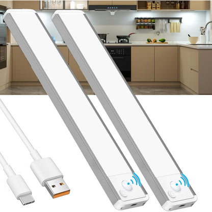 248753 - Ndriçim dollapi LED me sensor lëvizjeje, bateri e rikarikueshme, ndriçim poshtë dollapit, shirit drite i brendshëm, dritë USB e rikarikueshme