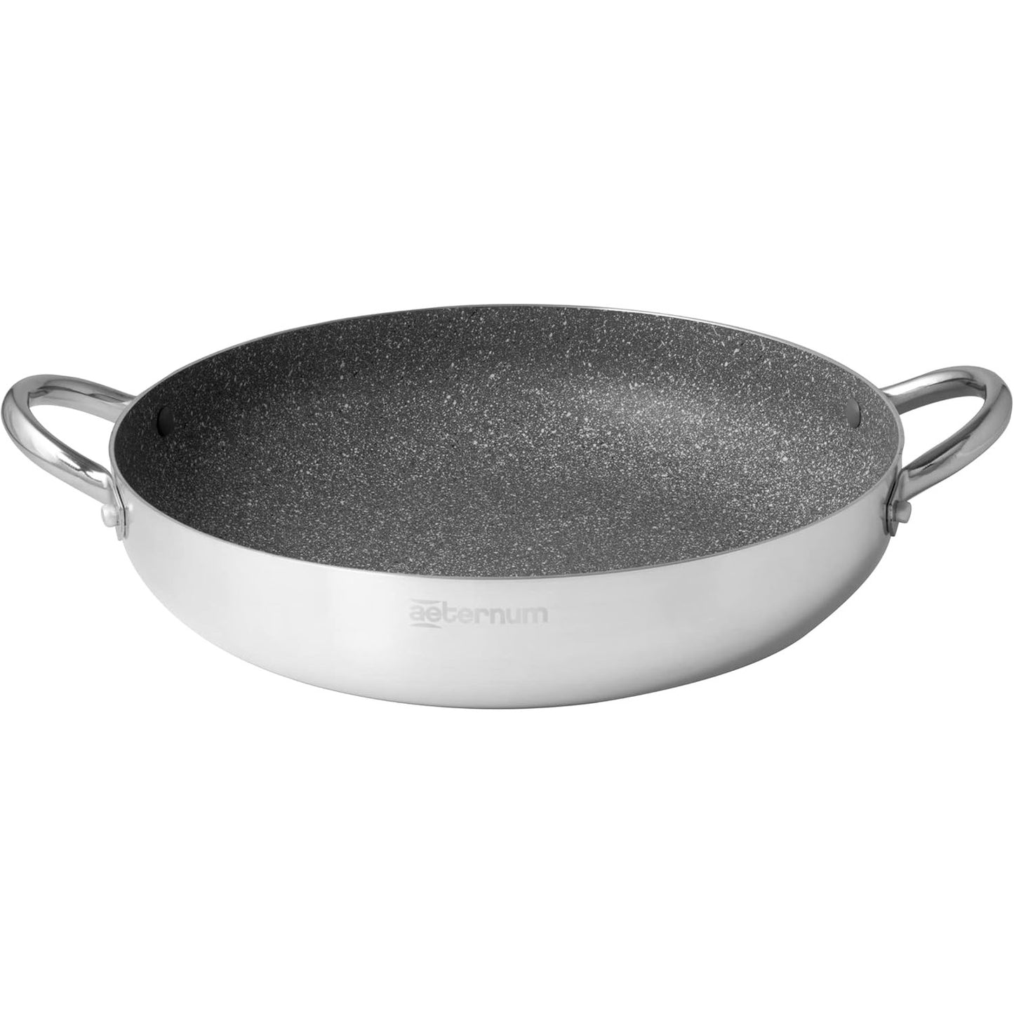 222372 - AETERNUM Tigan i Madh për Familje, Madhësi e Madhe, Jo-Ngjitës, I përshtatshëm për Induksion, Diametri 32 cm, Alumini, Argjend