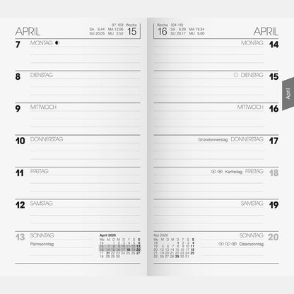 296423 - BRUNNEN Kalendar Javor Zëvendësues Mod. 758, 87x153 mm, Karton, i Bardhë