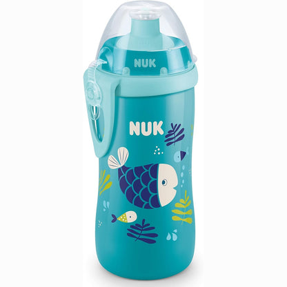 290315 - NUK Shishe uji për fëmijë Junior Cup, 300 ml, Pa BPA, 18+ muaj, Peshk (blu)