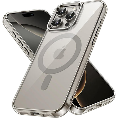 274191 - JETech Mbështjellës magnetik për iPhone 16 Pro 6.3 inç, i pajtueshëm me MagSafe, mbrojtëse telefoni rezistente ndaj goditjeve, pjesa e pasme transparente kundër gërvishtjeve (titanium natyral)