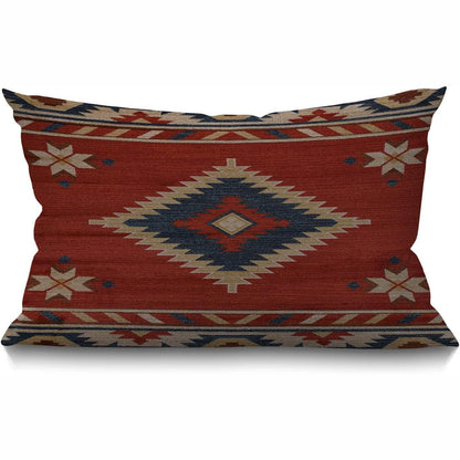 219490 - BGBDEIA Mbulesë jastëku Vintage Jugperëndimore Amerikane, e kuqe, pambuk Aztec, liri, drejtkëndëshe, 30 x 50 cm